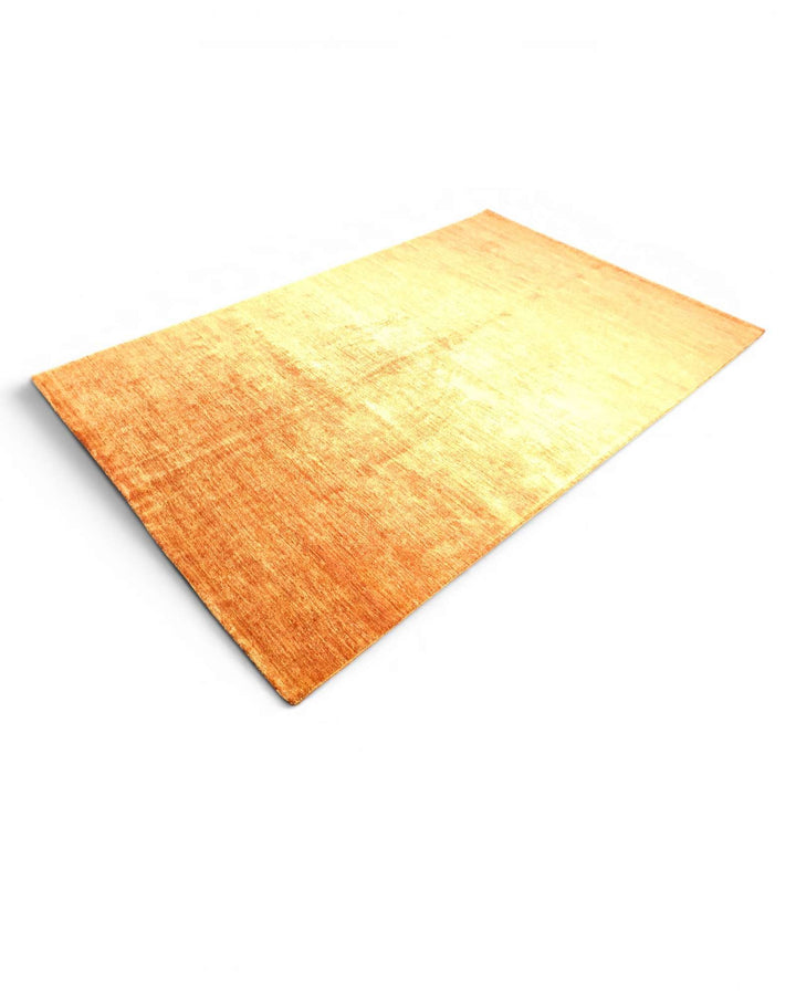 Rust orange plain rug, quiet modern hand-knotted Ghazni wool
