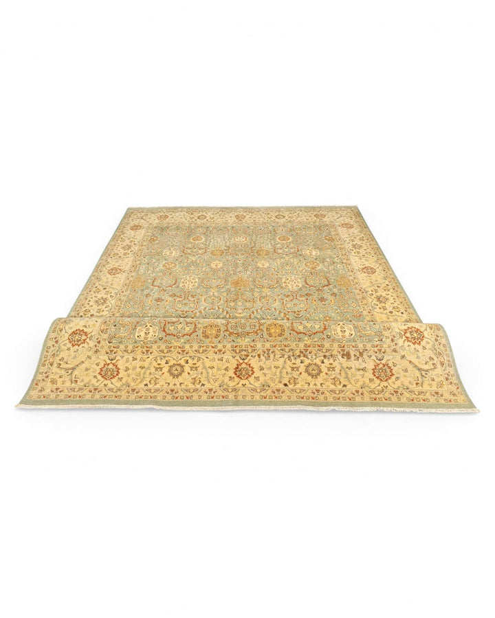 One-of-a-kind pale sage and gold floral Ghazni rug