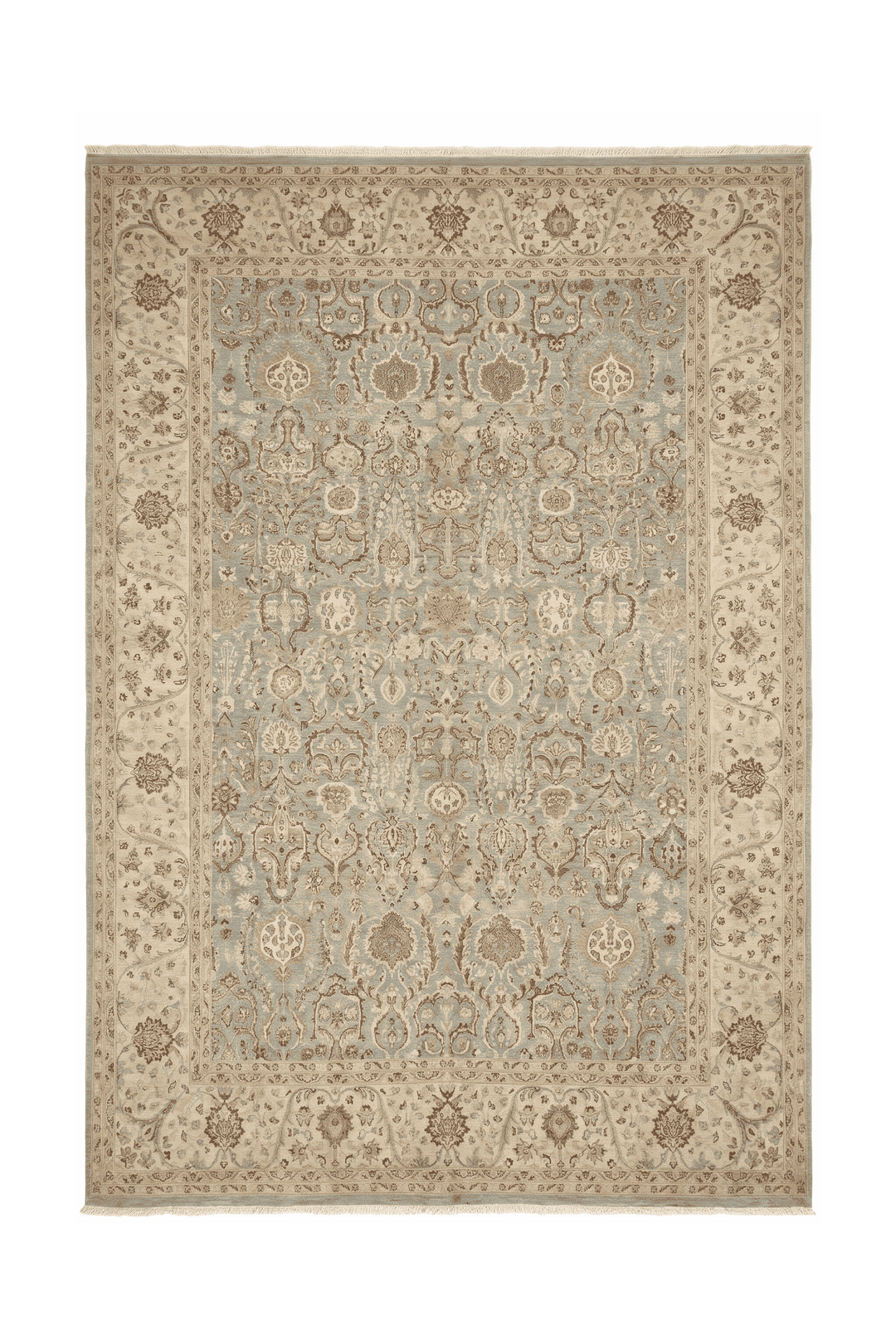 Pale sage and sandstone floral Ghazni rug, 215×310cm, 4.5 tatami