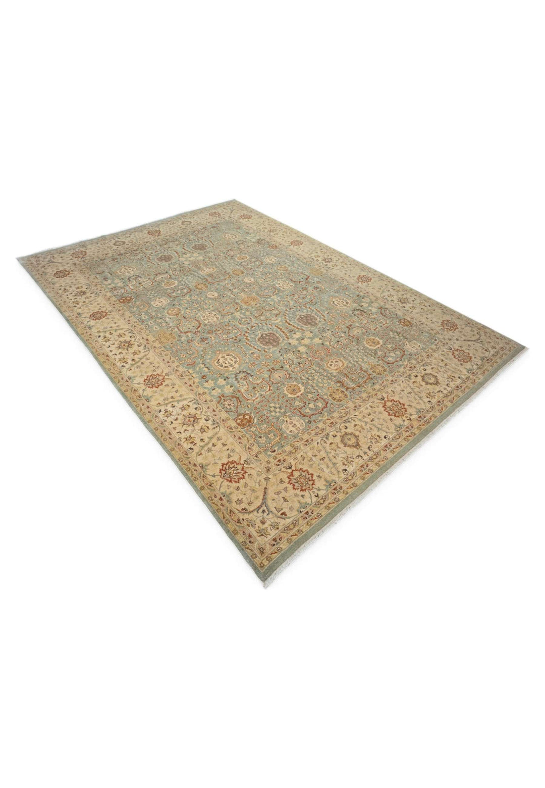 Sage sandstone Ghazni rug 215×310cm, Afghanistan craftsmanship
