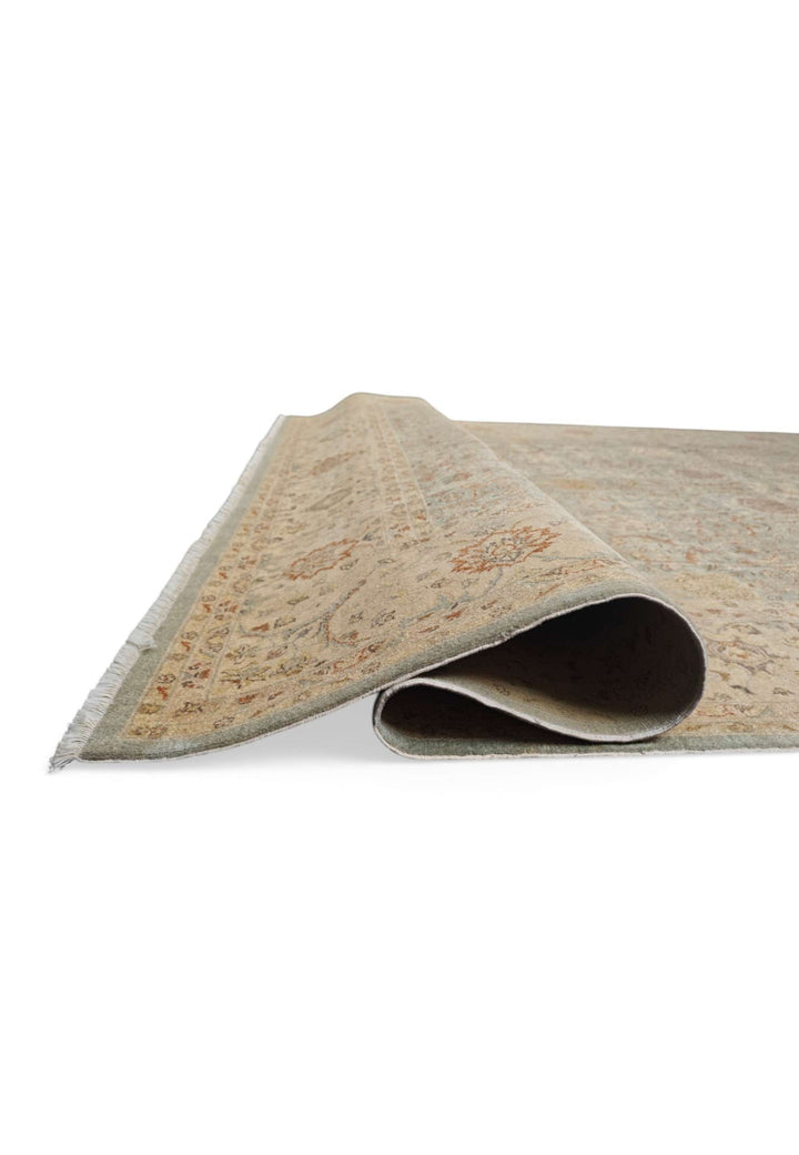 One-of-a-kind pale sage and sandstone floral Ghazni rug
