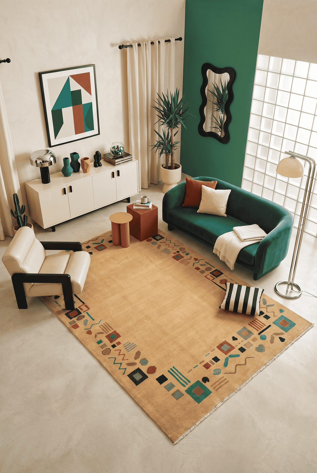 Sand Cream Afghan Ghazni Rug, hand-knotted, 206×274cm, photo 2
