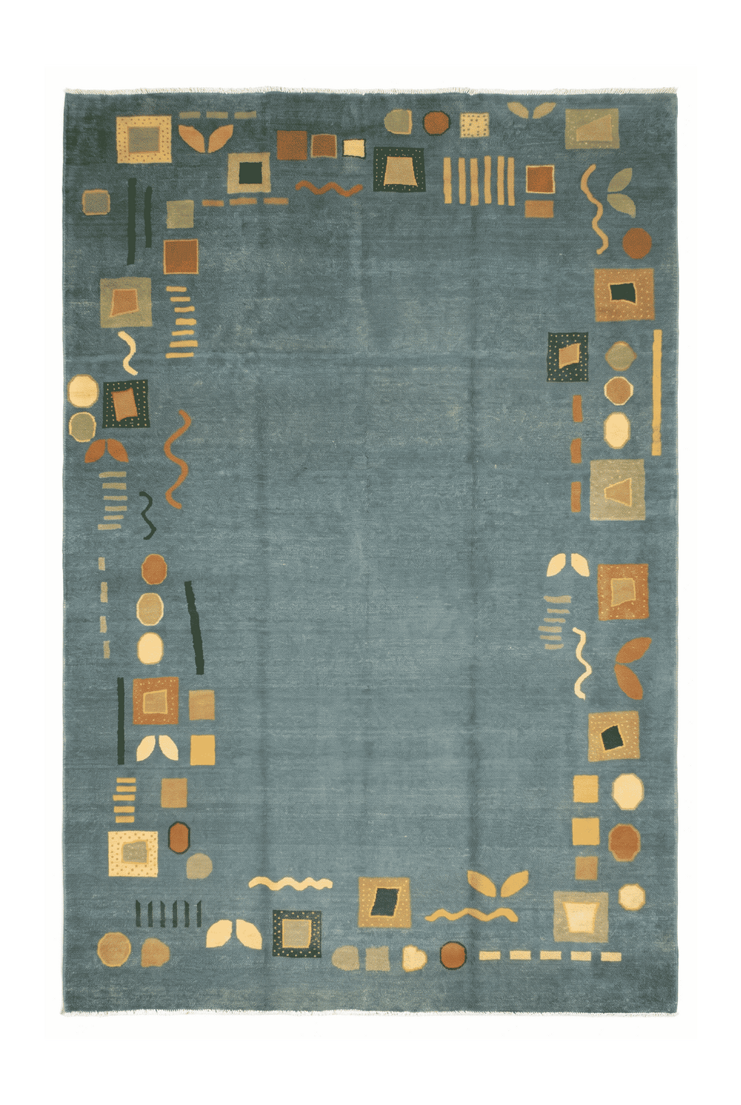 Sea Green Afghan Ghazni Rug, plain design, hand-knotted, 190×291cm