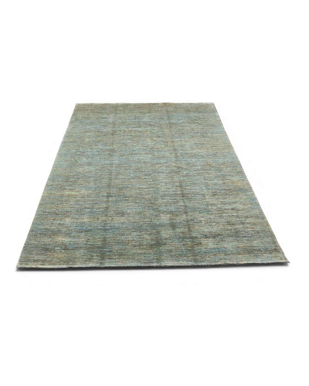 Border detail of sea green Ghazni hand-knotted rug