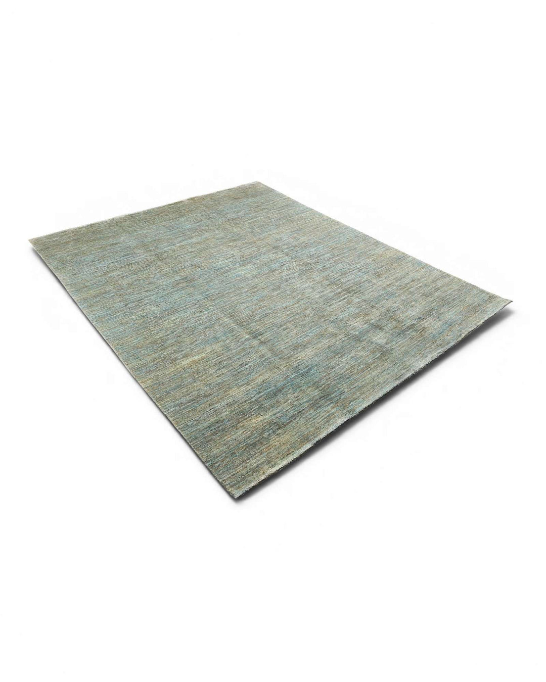 Hand-knotted wool pile of sea green Ghazni rug