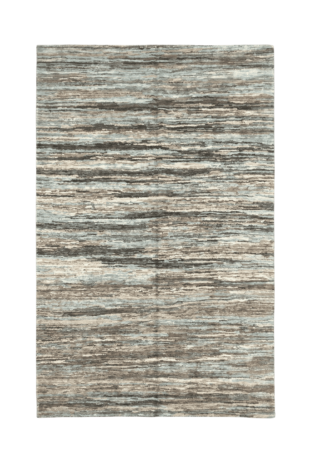 Variegated teal and brown stripe Afghan rug in Ghazni wool
