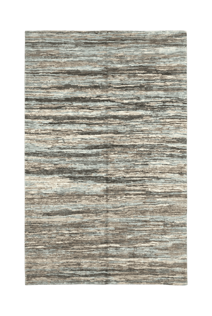 Variegated teal and brown stripe Afghan rug in Ghazni wool