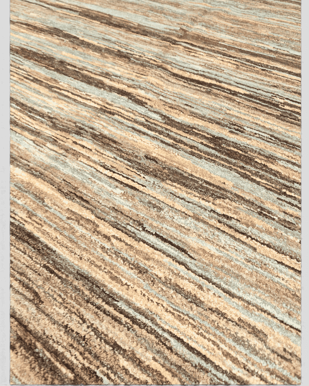 Border detail of teal and brown Ghazni hand-knotted Afghan rug