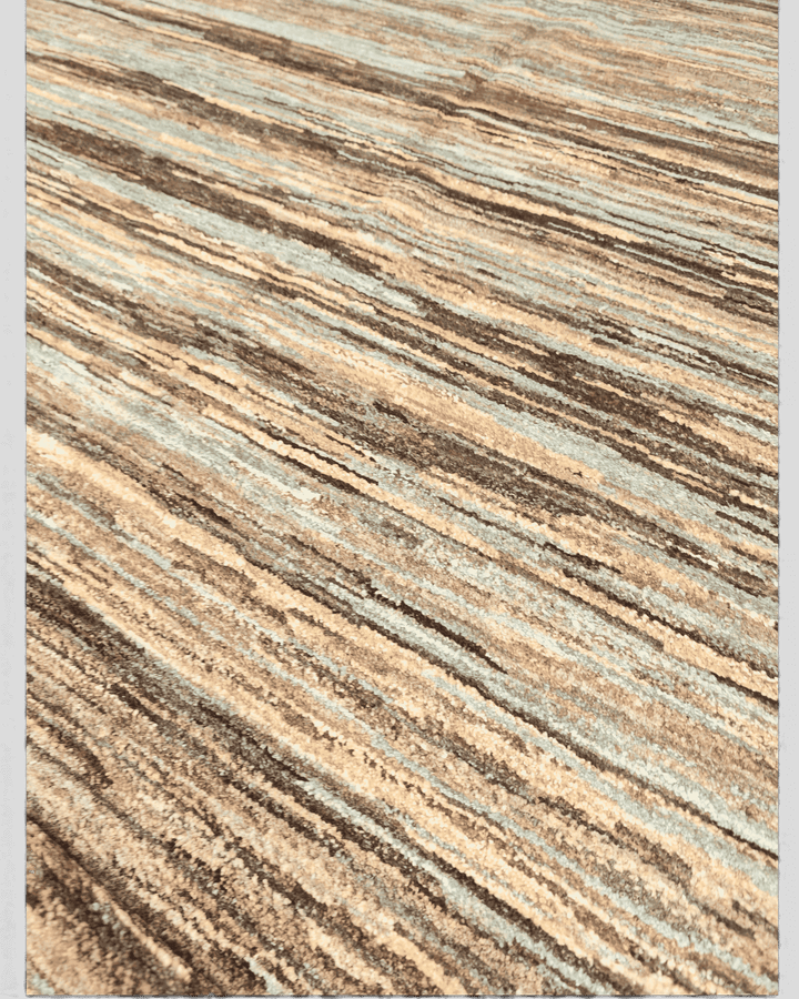 Border detail of teal and brown Ghazni hand-knotted Afghan rug
