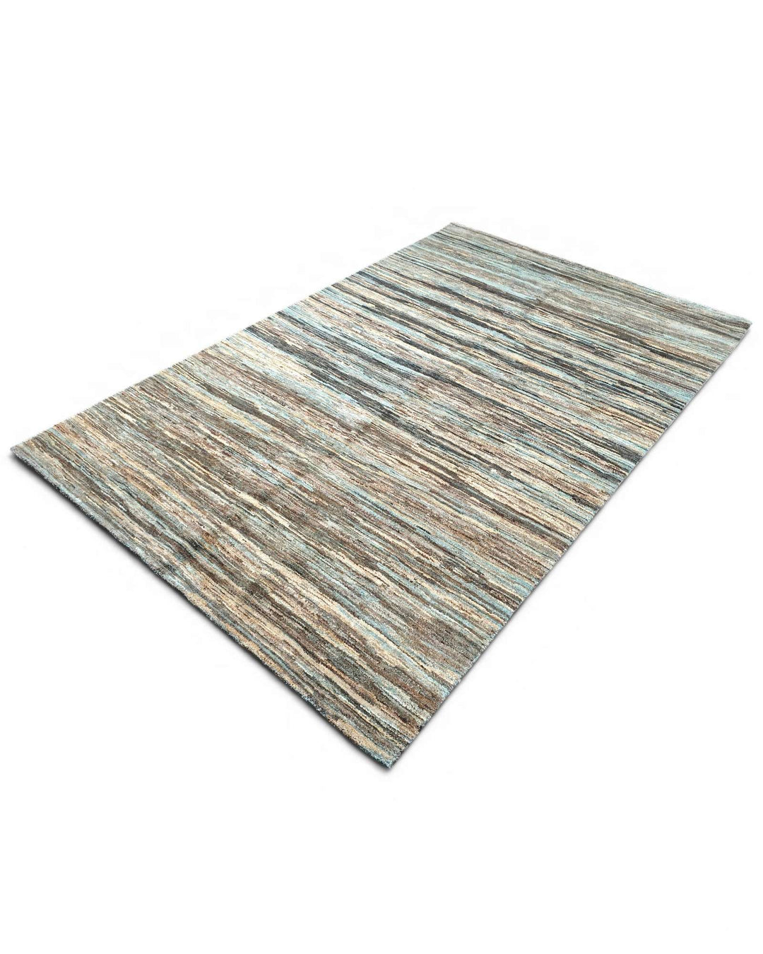 One-of-a-kind teal and brown stripe Afghan Ghazni rug
