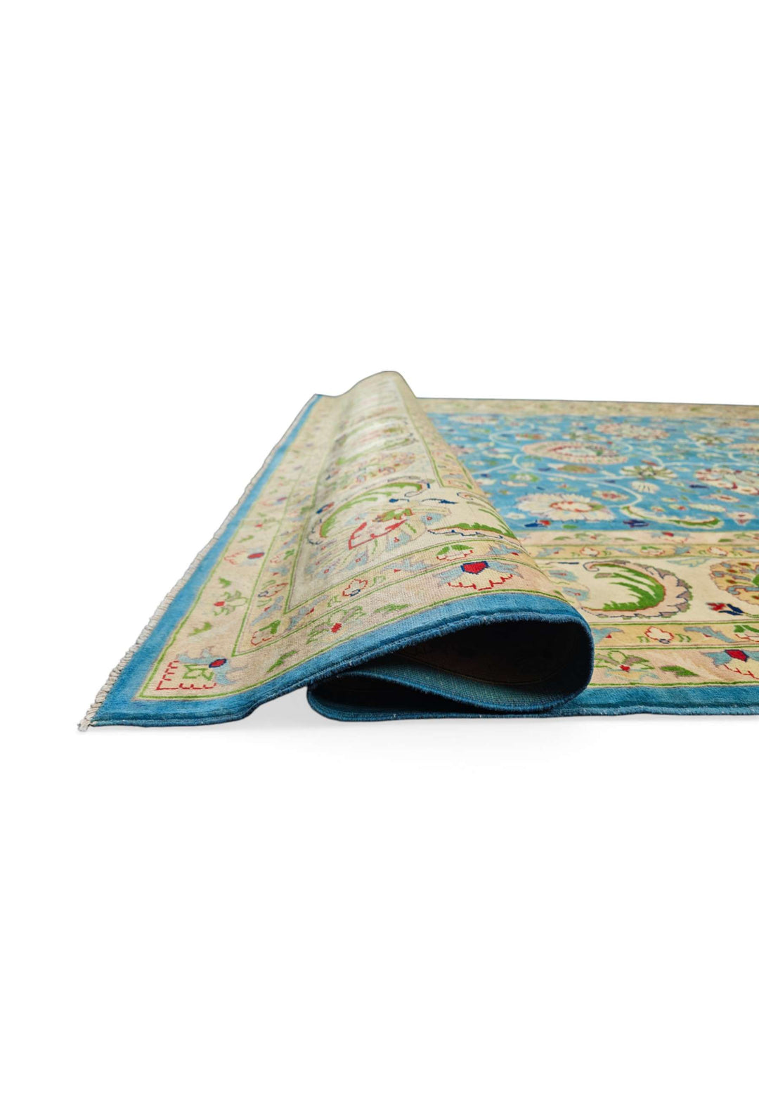 One-of-a-kind turquoise and cream Chobi Ghazni rug
