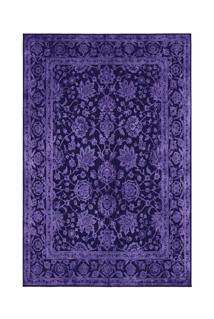 Violet overdyed floral Ghazni rug, 291×243cm, about 4.5 tatami