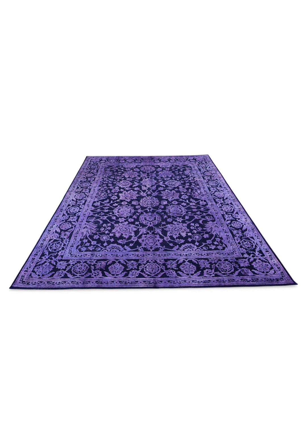 Border detail of violet overdyed Ghazni hand-knotted rug