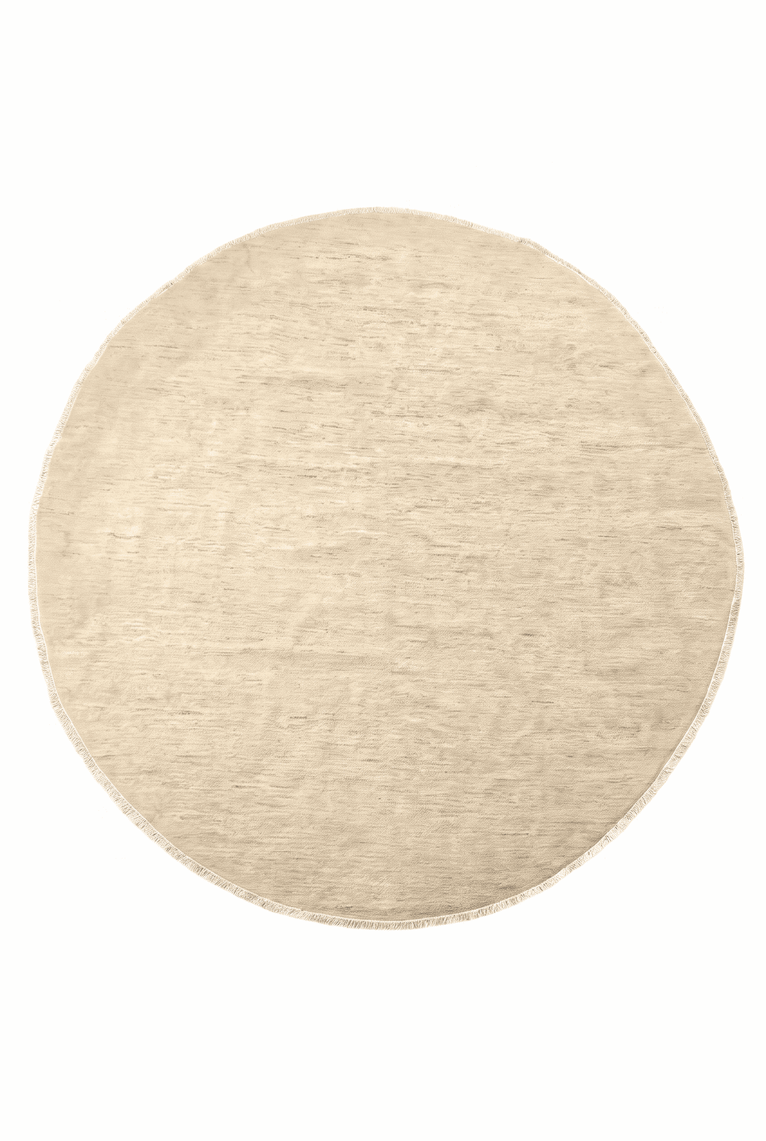Warm ivory plain field round rug, 238×242cm, hand-knotted Ghazni wool