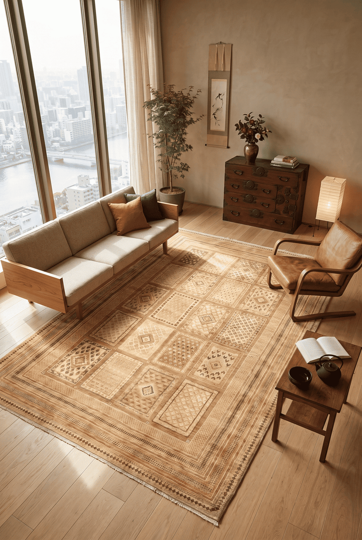 Wheat Gold Afghan Ghazni Rug, hand-knotted, 195×293cm, photo 3