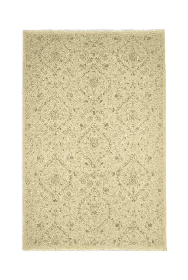 Antique Cream Afghan Ghazni Silk Rug, floral design, hand-knotted, 199×294cm