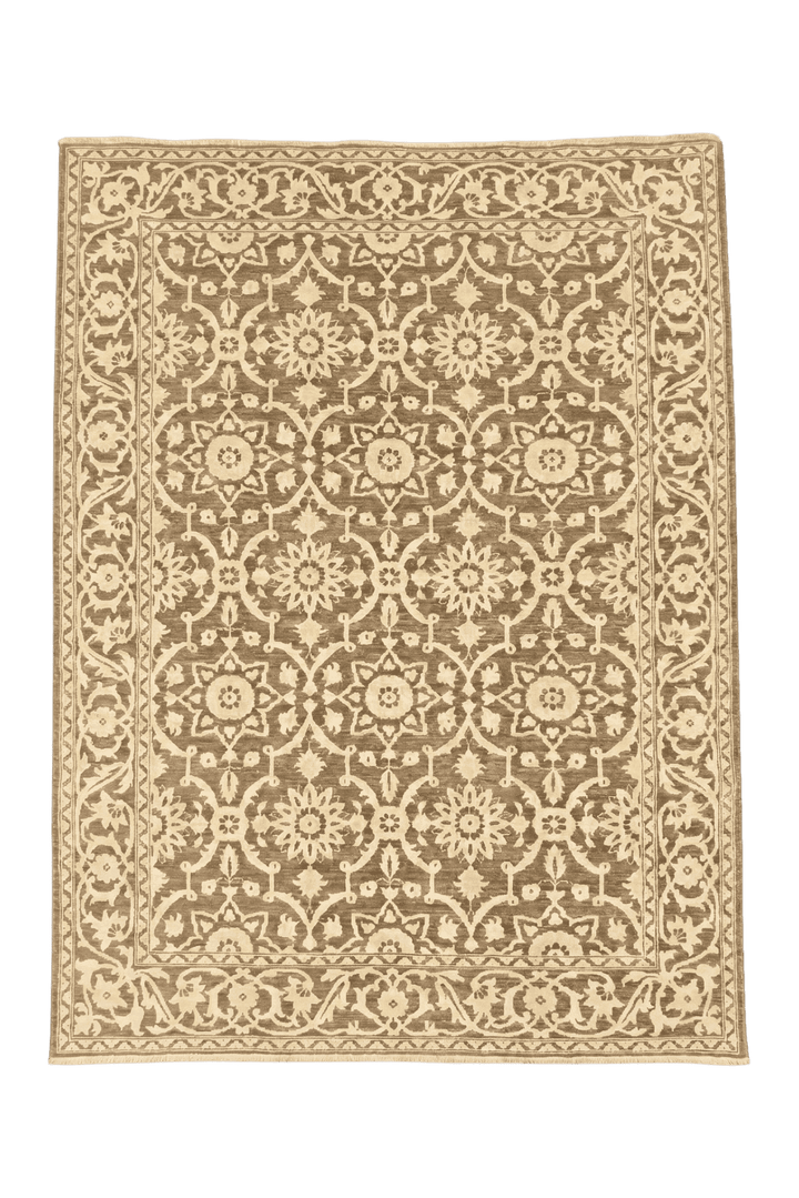 Brown taupe Afghan Gabbeh rug in wool and silk, 152×199cm, 2 tatami