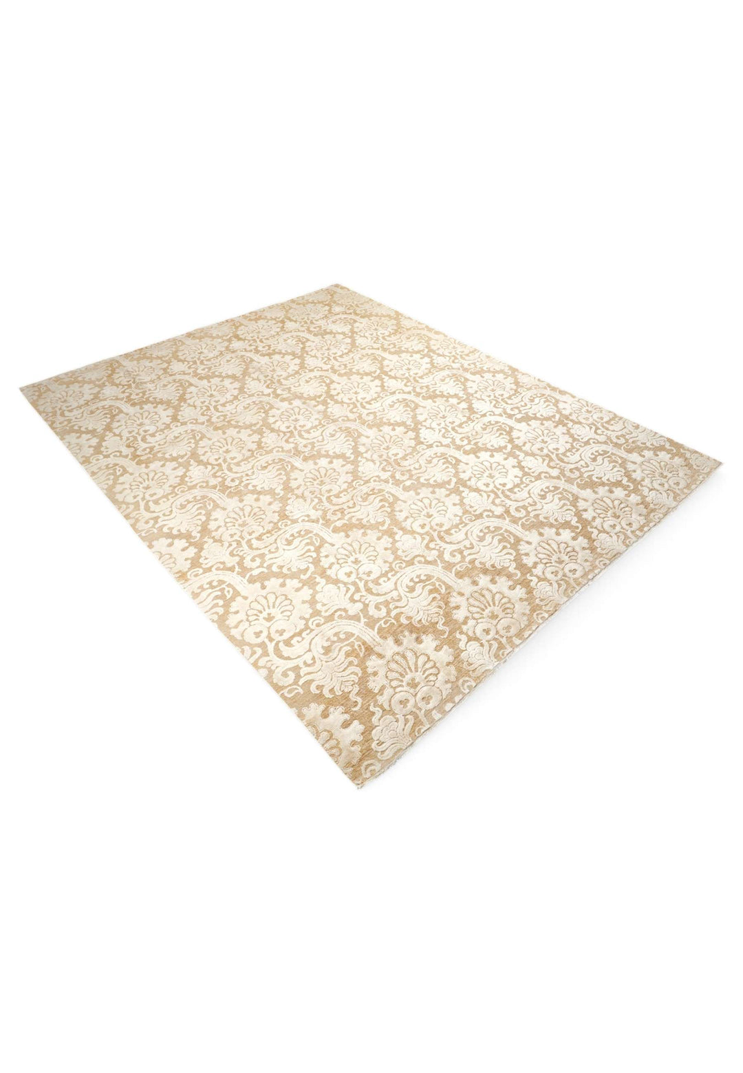 Wool and silk pile of ivory camel Ghazni rug, 240×310cm