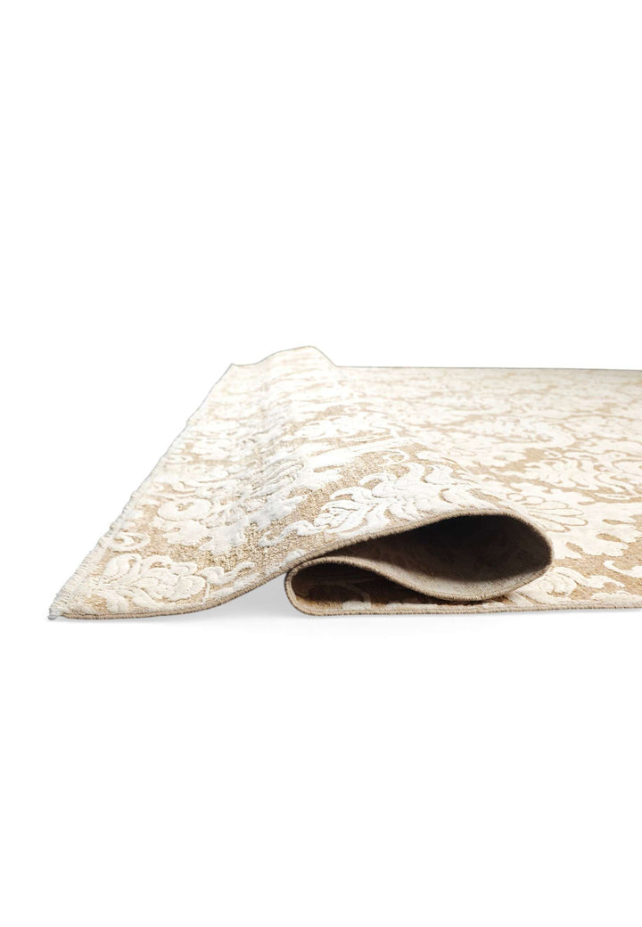 One-of-a-kind ivory and camel damask Ghazni rug