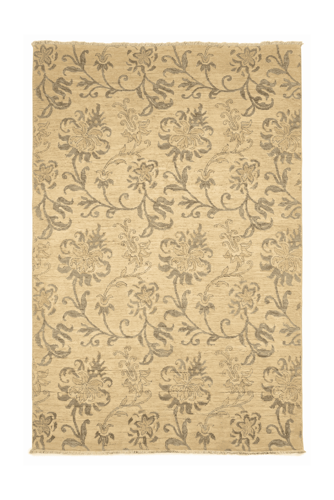 Champagne lily Afghan Gabbeh rug in hand-knotted wool and silk