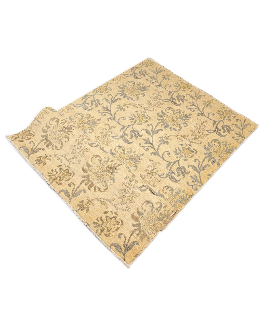 One-of-a-kind champagne lily Afghan Gabbeh rug
