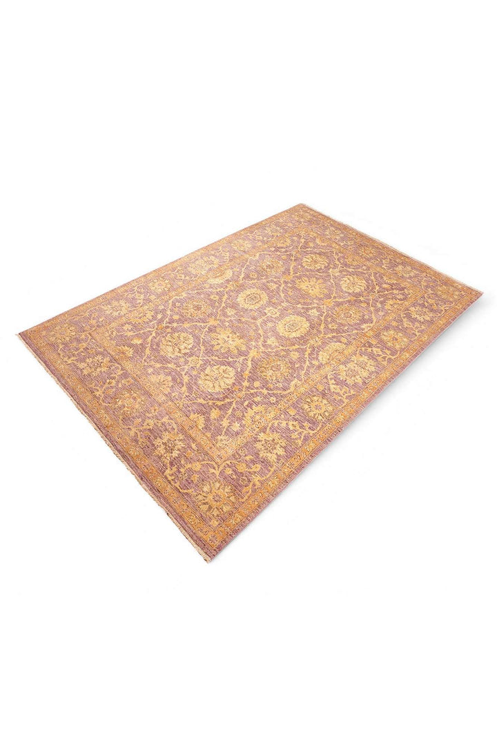 One-of-a-kind mauve Afghan Gabbeh wool and silk rug, 2 tatami