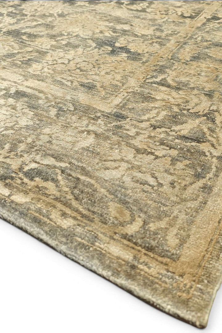 One-of-a-kind charcoal and gold floral Ghazni rug