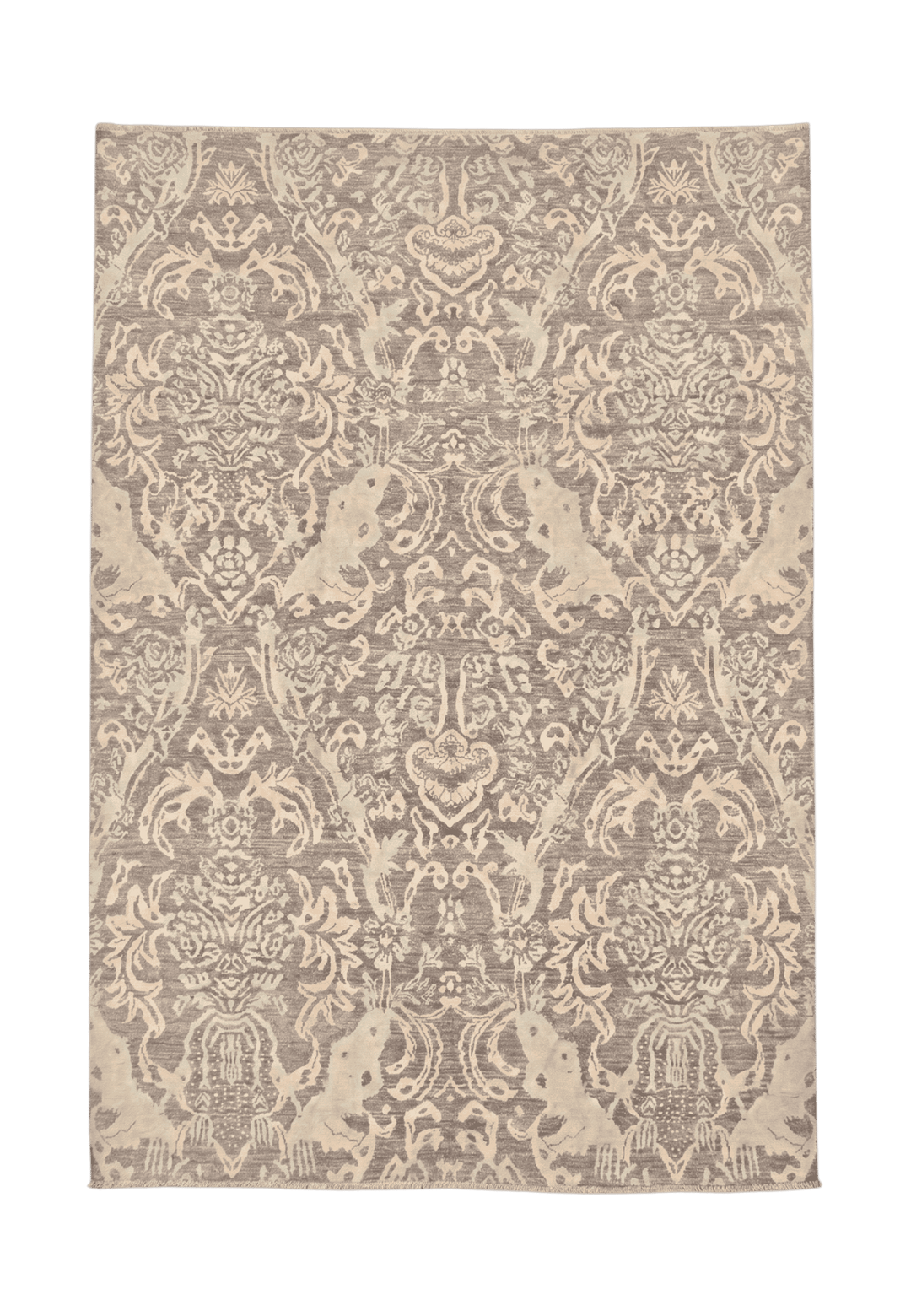 Grey and brown Afghan Gabbeh rug in wool and silk, 152×224cm, 2 tatami