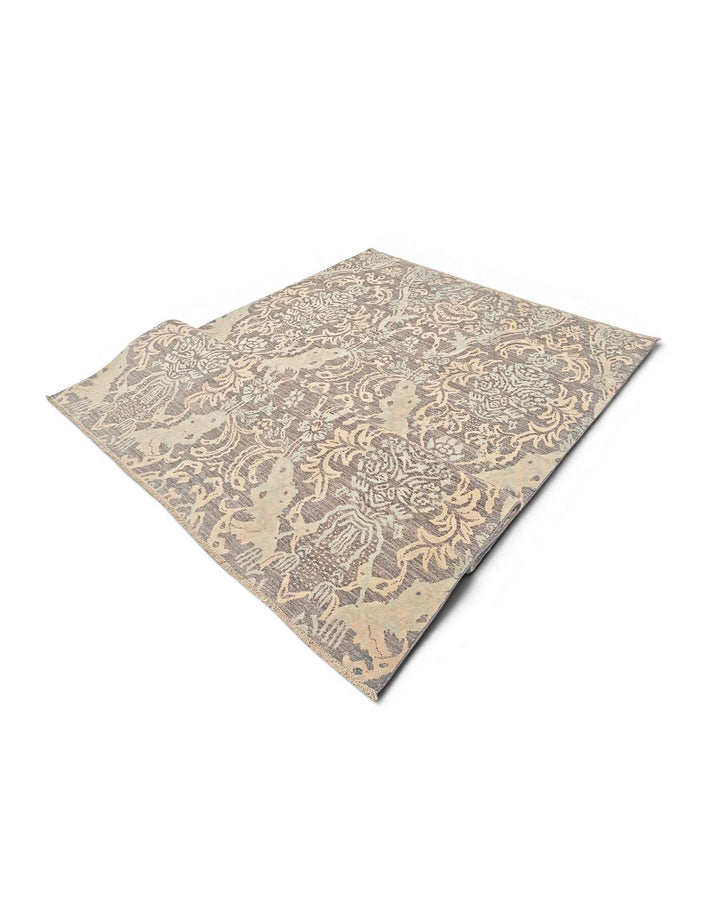 One-of-a-kind grey and brown Afghan Gabbeh wool and silk rug
