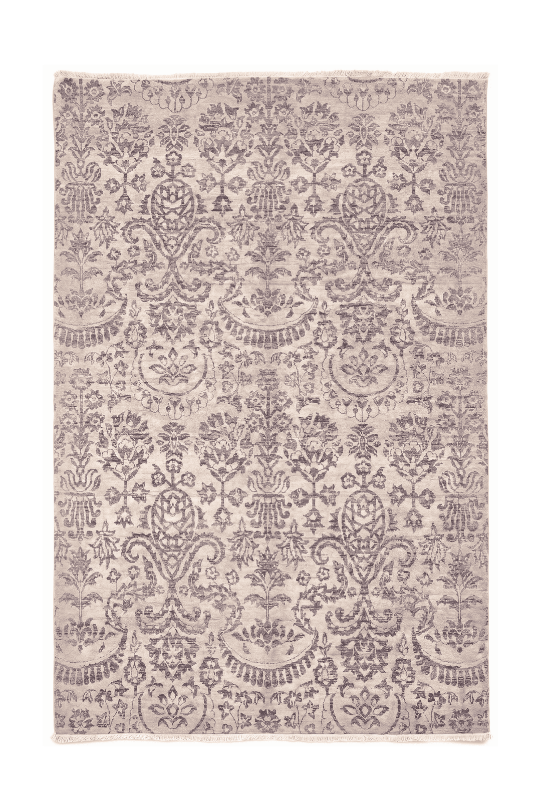 Soft purple floral Afghan Gabbeh rug in wool and silk