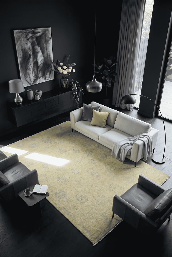 Khaki Afghan Ghazni Silk Rug, hand-knotted, 202×302cm, photo 3
