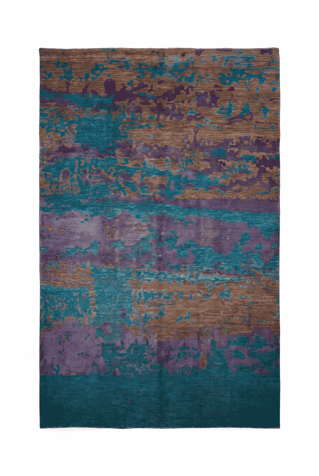 Multicolor Afghan Ghazni Silk Rug, plain design, hand-knotted, 182×276cm