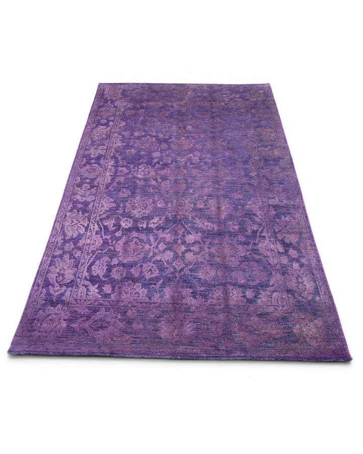 Wool and silk pile of purple floral Ghazni rug, 179×268cm