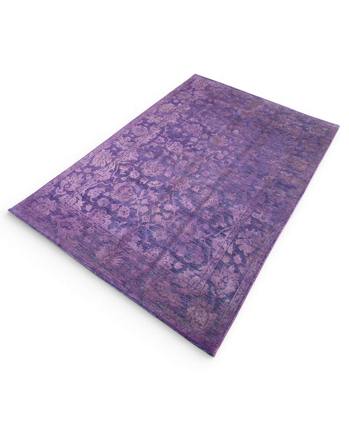 Purple floral rug for a bedroom, about 3 tatami