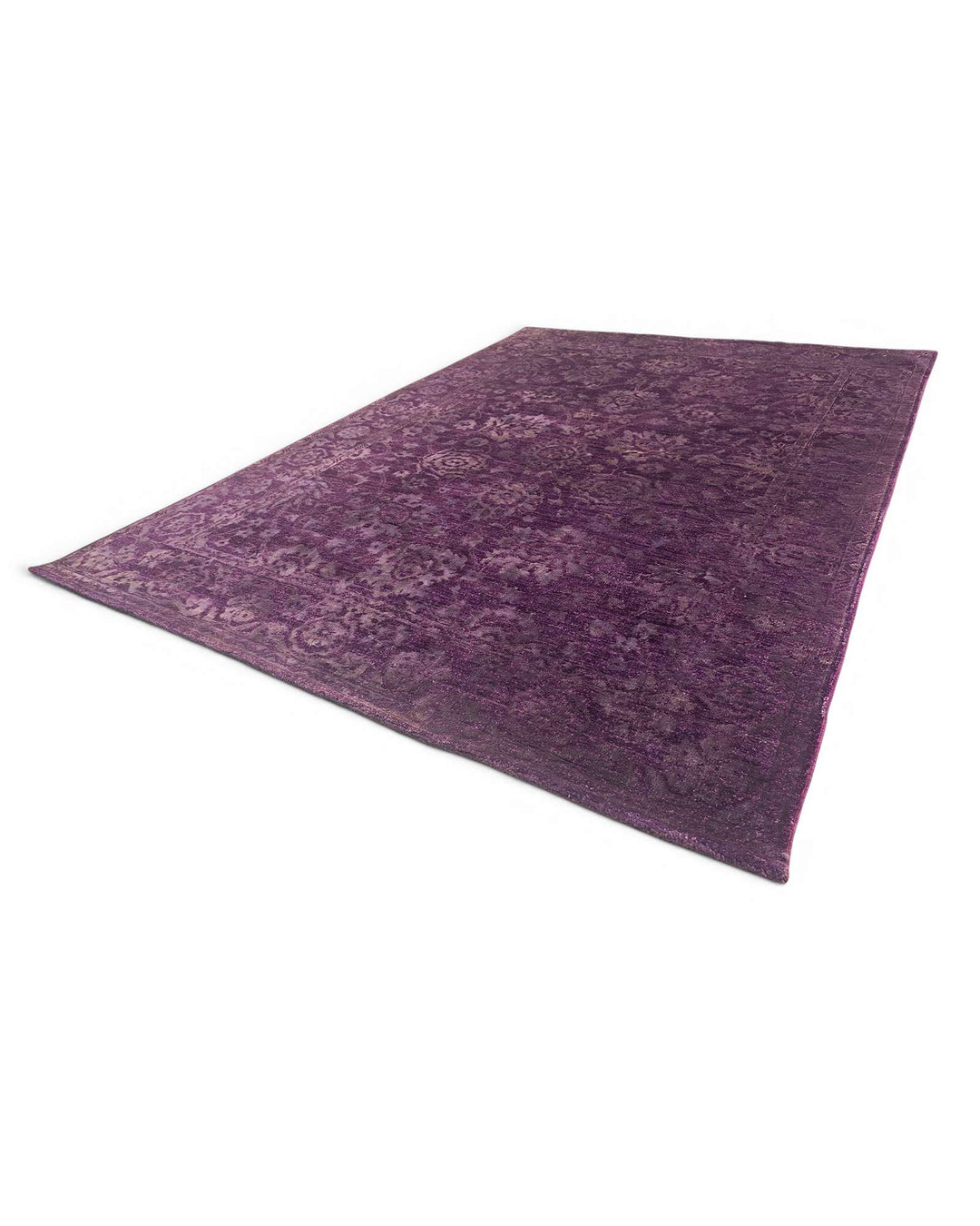 One-of-a-kind purple Afghan Gabbeh wool and silk rug