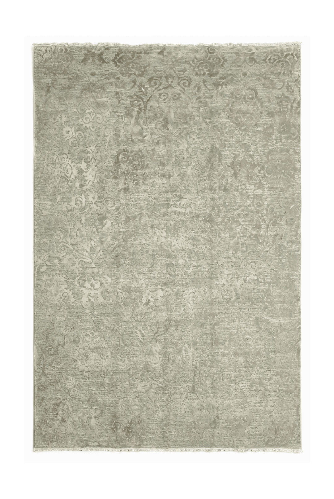 Sage green floral Ghazni rug in wool and silk, 168×245cm, 2 tatami