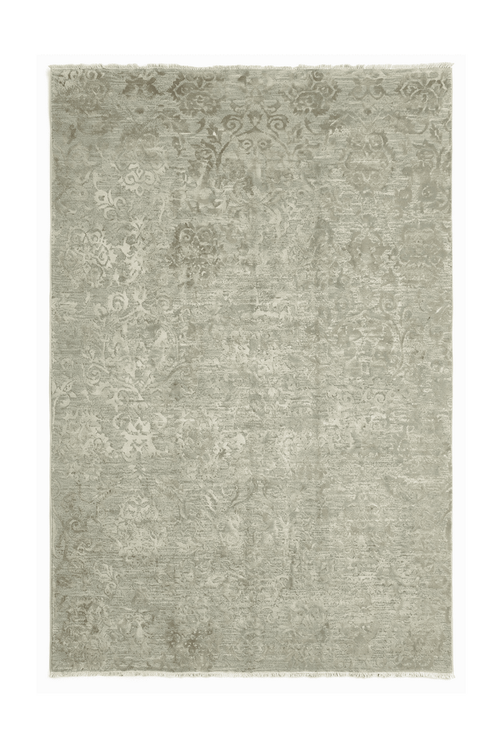 Sage green floral Ghazni rug in wool and silk, 168×245cm, 2 tatami