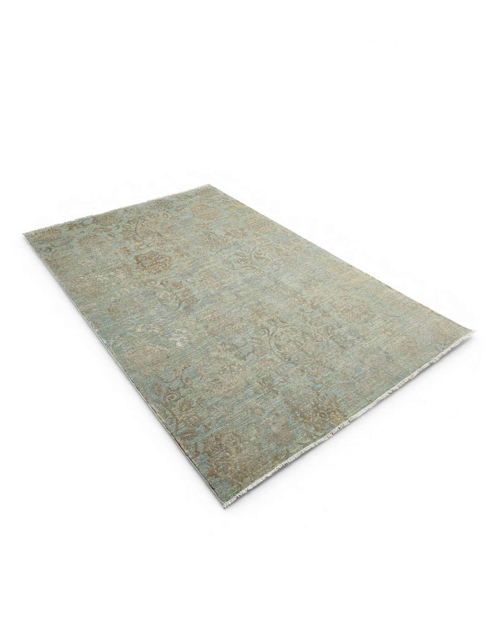 Sage green floral rug for a bedroom, about 2 tatami