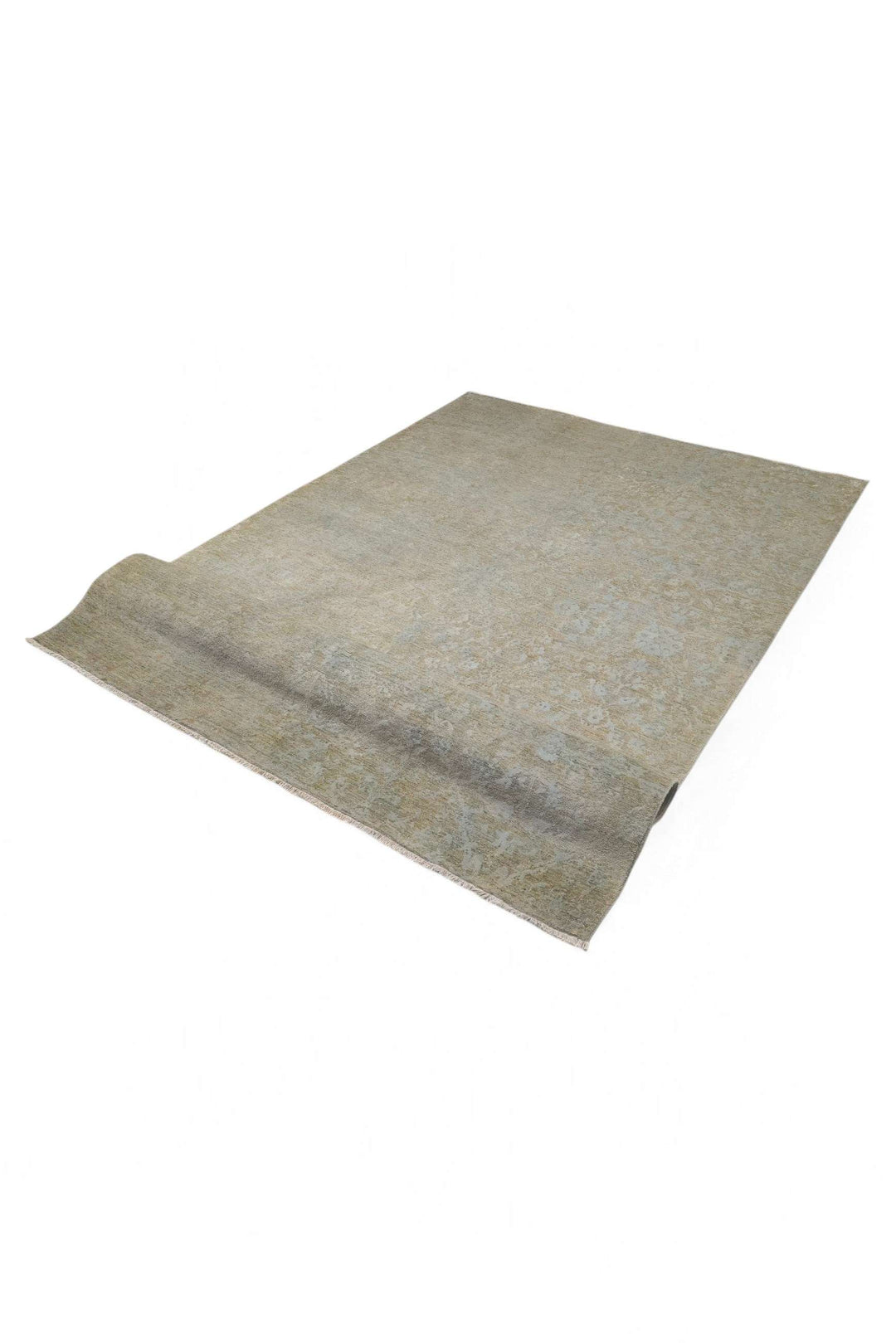 Sage Green Afghan Ghazni Silk Rug, hand-knotted, 187×295cm, photo 8