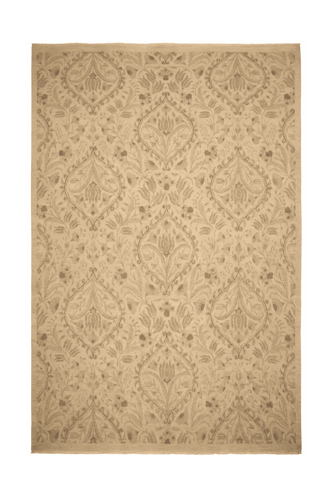 Sand Afghan Ghazni Silk Rug, floral design, hand-knotted, 199×292cm