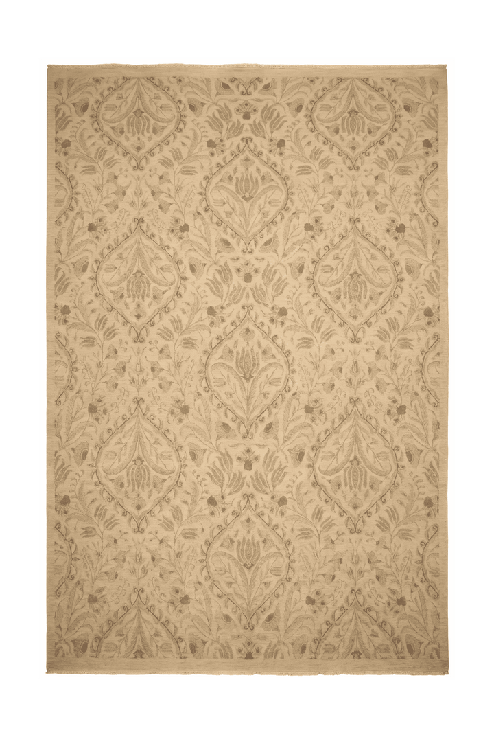 Sand Afghan Ghazni Silk Rug, floral design, hand-knotted, 199×292cm