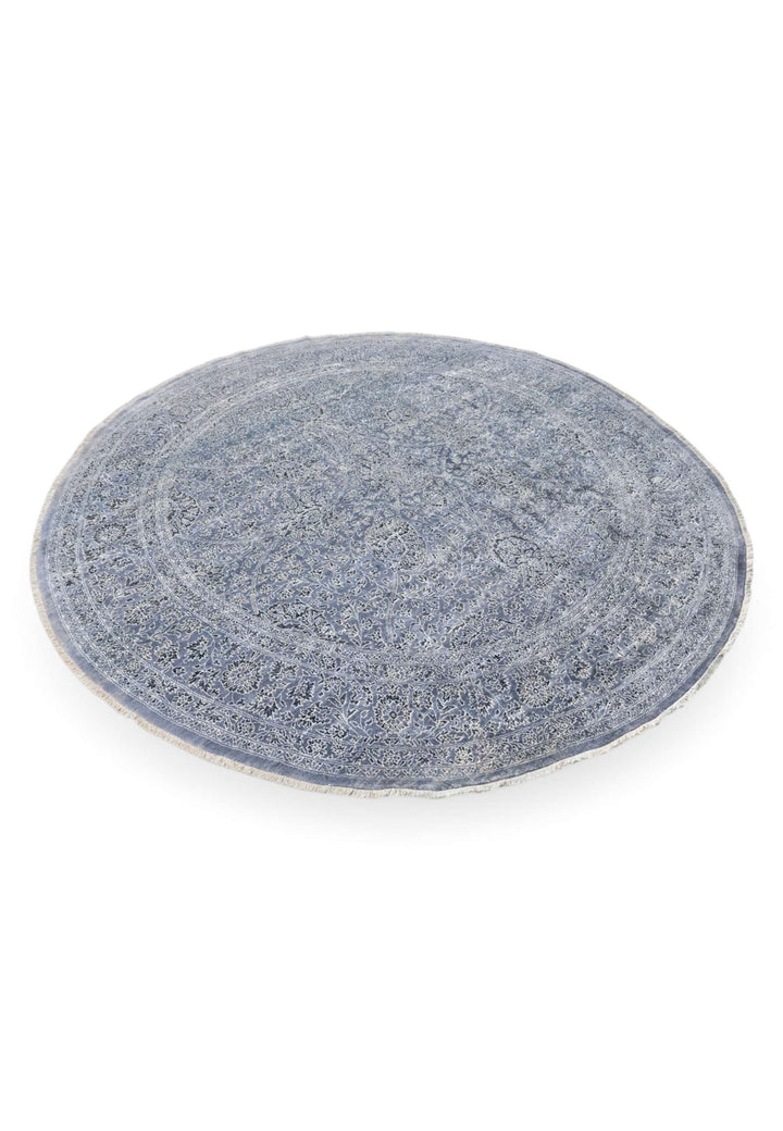 Slate blue round Ghazni rug 243×242cm, Afghanistan craftsmanship