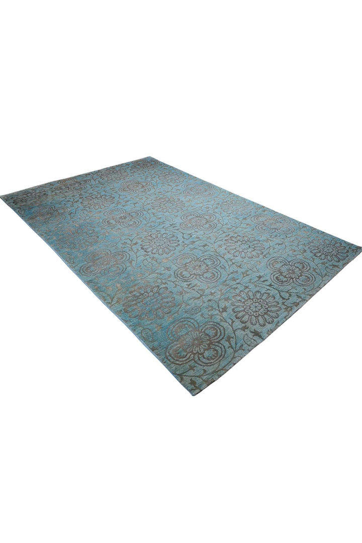 Soft Turquoise Afghan Ghazni Silk Rug, hand-knotted, 182×275cm, photo 5