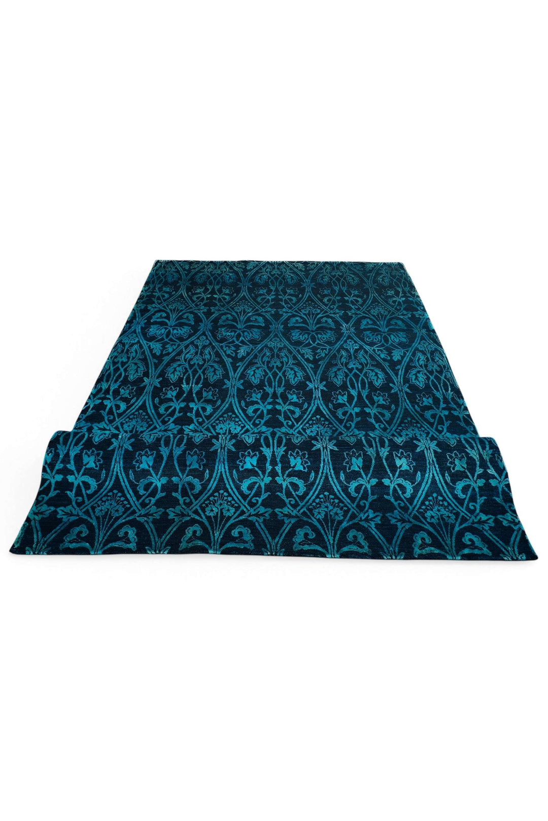 Teal Blue Afghan Ghazni Silk Rug, hand-knotted, 180×278cm, photo 8