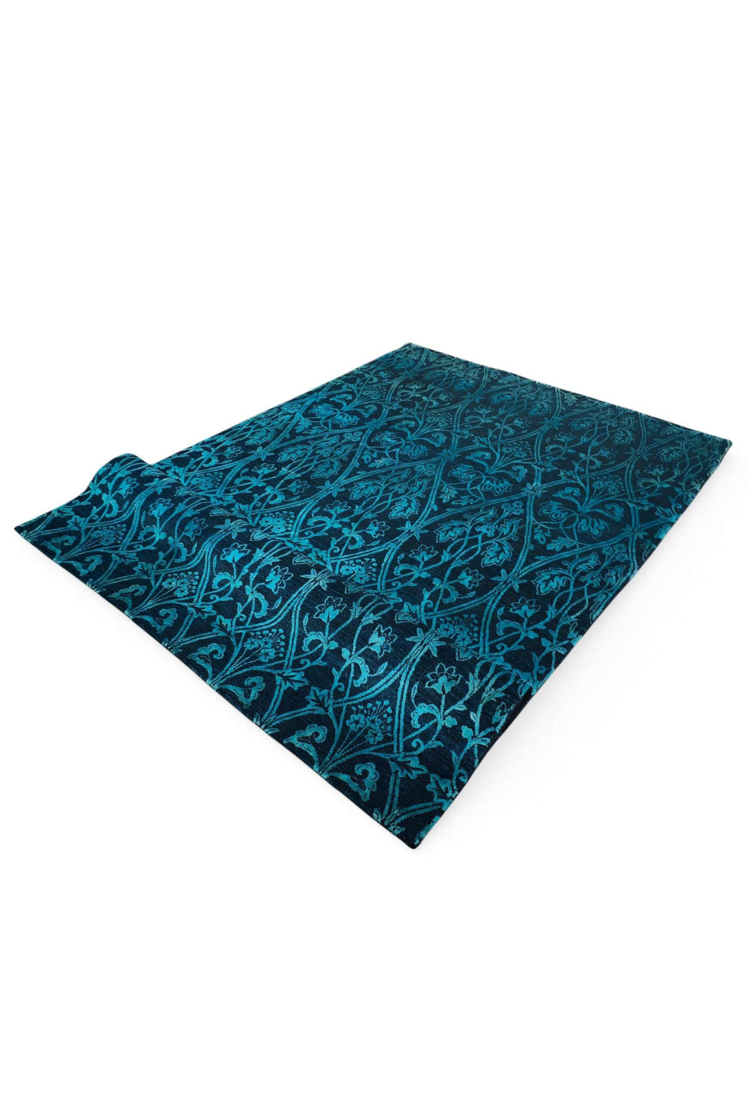 Teal Blue Afghan Ghazni Silk Rug, hand-knotted, 180×278cm, photo 9