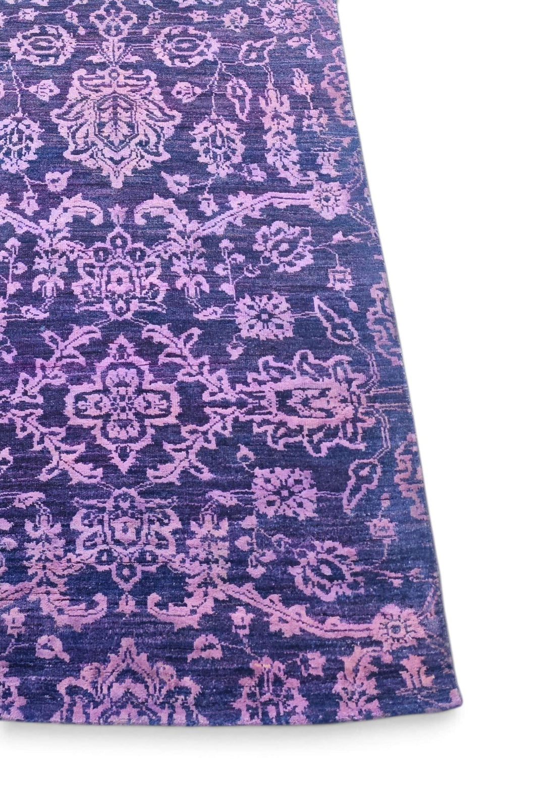Corner of violet and lilac palmette Afghan hand-knotted runner