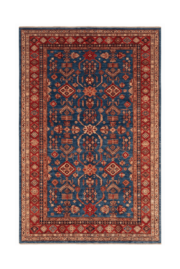 Blue and red all-over Kazak rug, 205×291cm, about 4.5 tatami