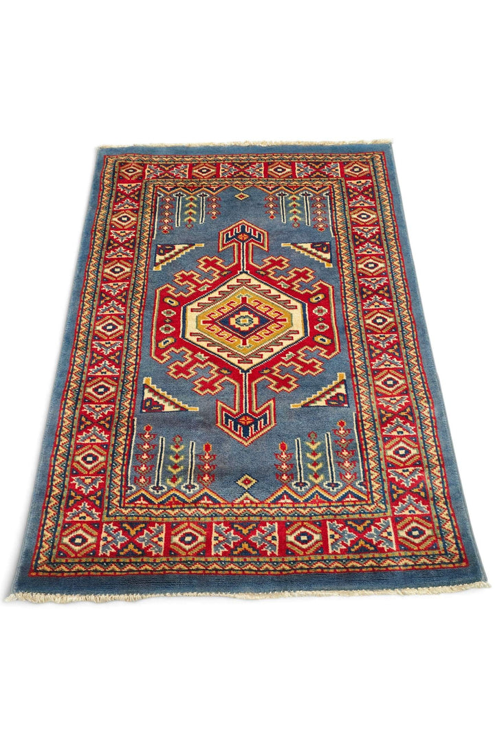 Blue Afghan Kazak Rug, hand-knotted, 64×91cm, photo 4
