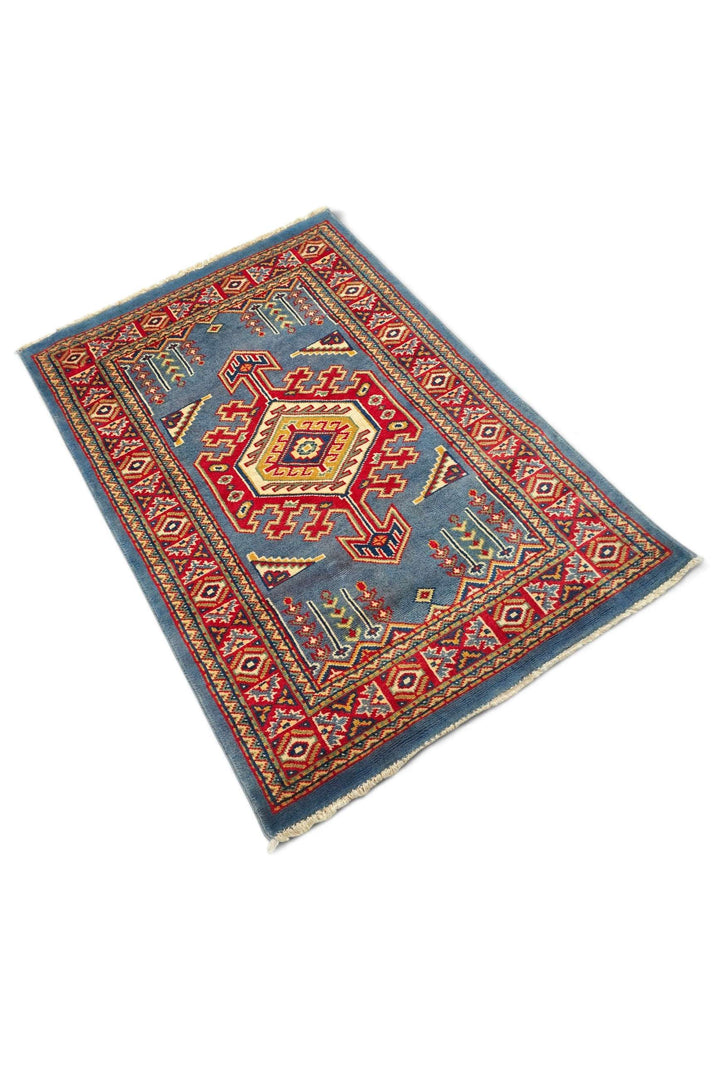 Blue Afghan Kazak Rug, hand-knotted, 64×91cm, photo 6