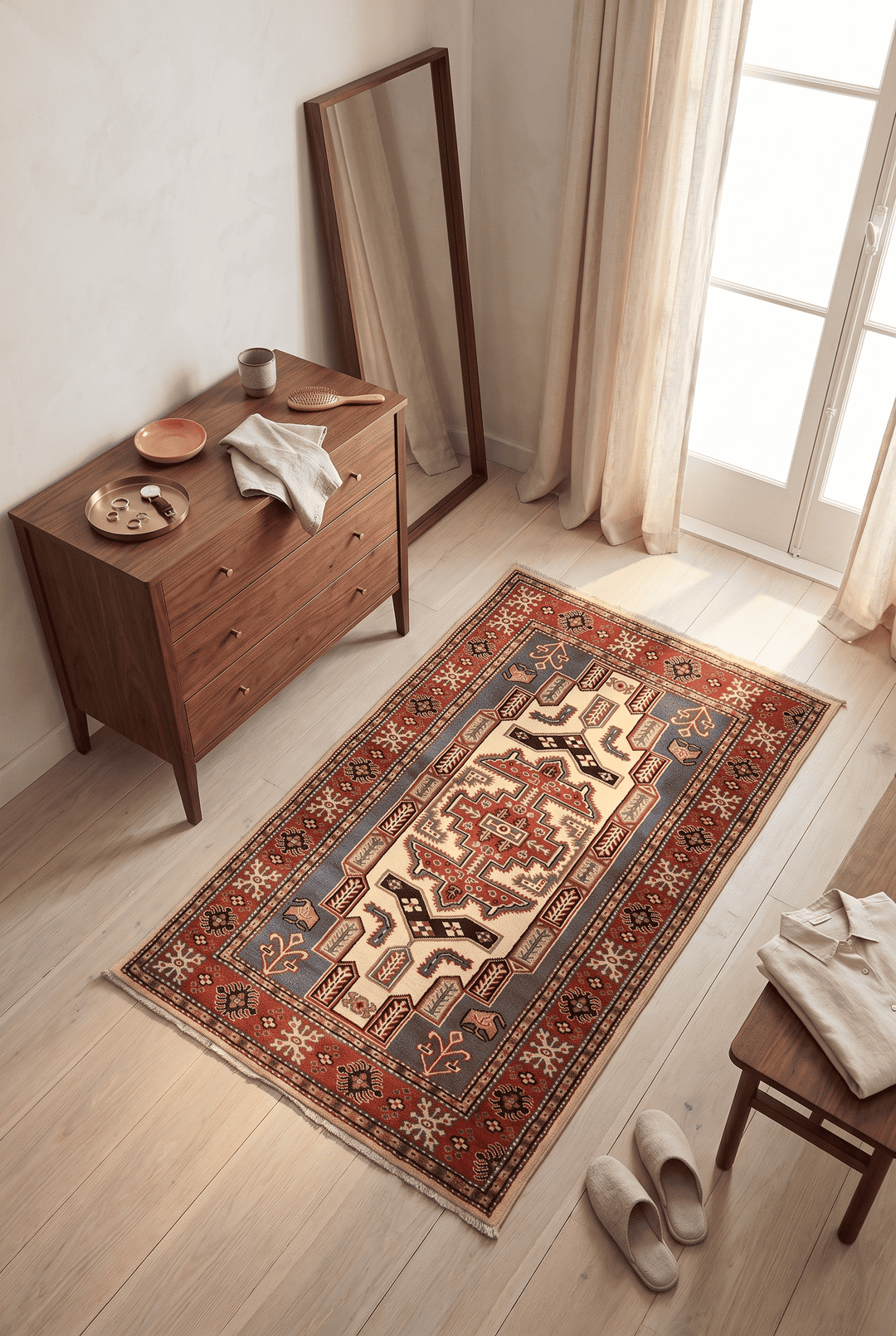 Chestnut Brown Afghan Kazak Rug, hand-knotted, 79×117cm, photo 2